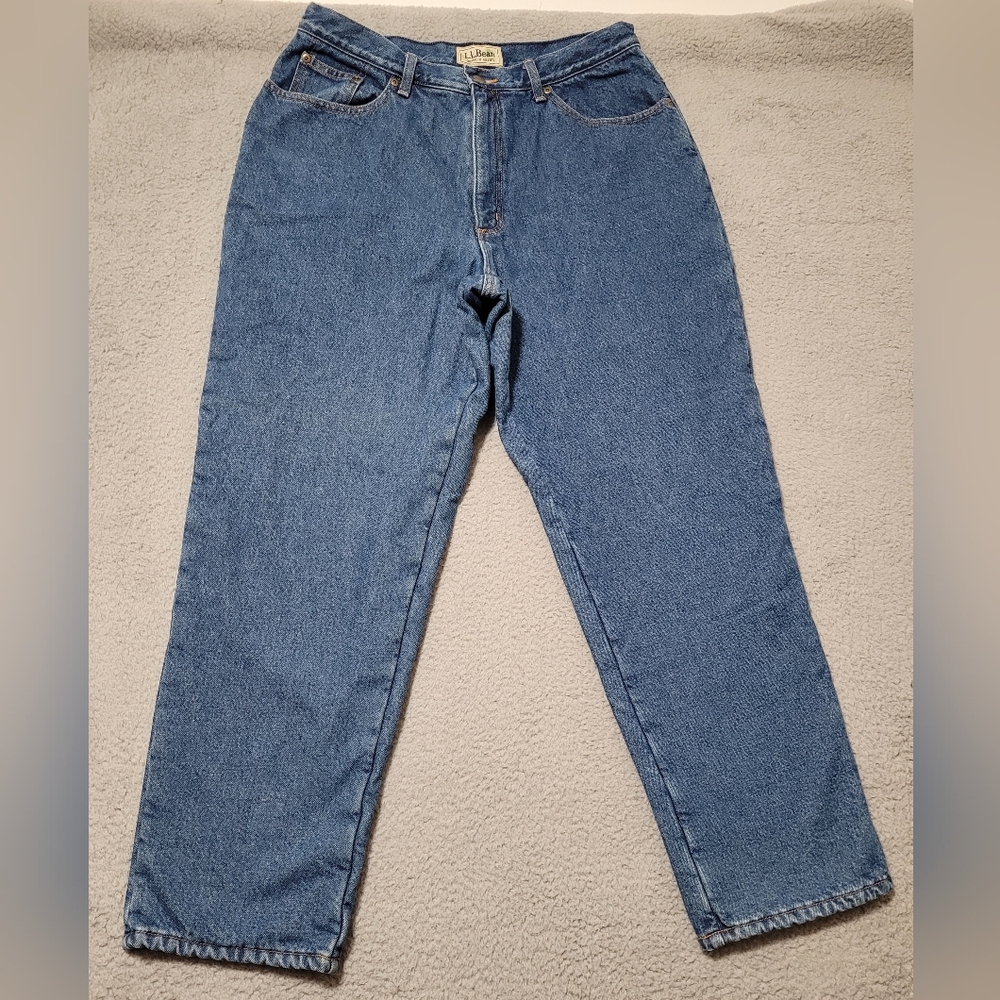L.L. Bean Original Fit Relaxed Flannel Lined Jeans Size 16